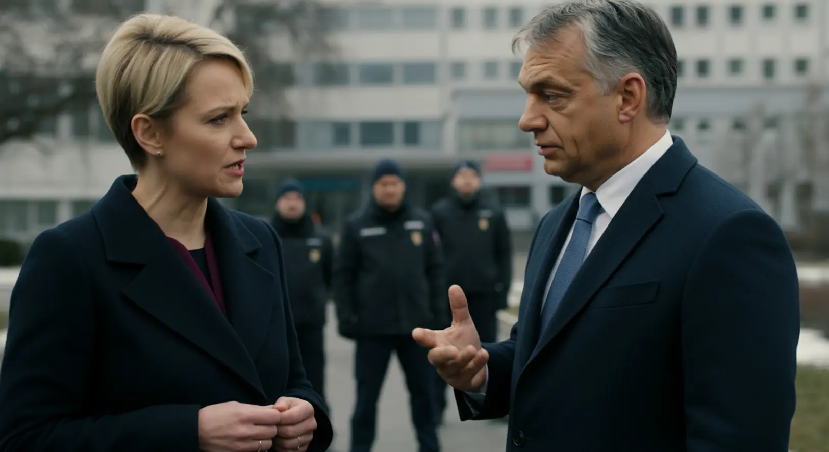 Baranyi Krisztina polgármester beszélget Orbán Viktor miniszterelnökkel a zuglói kórház előtt