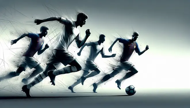 Sziluettek küzdelme a labdarúgó-pályán, háttérben a stadion