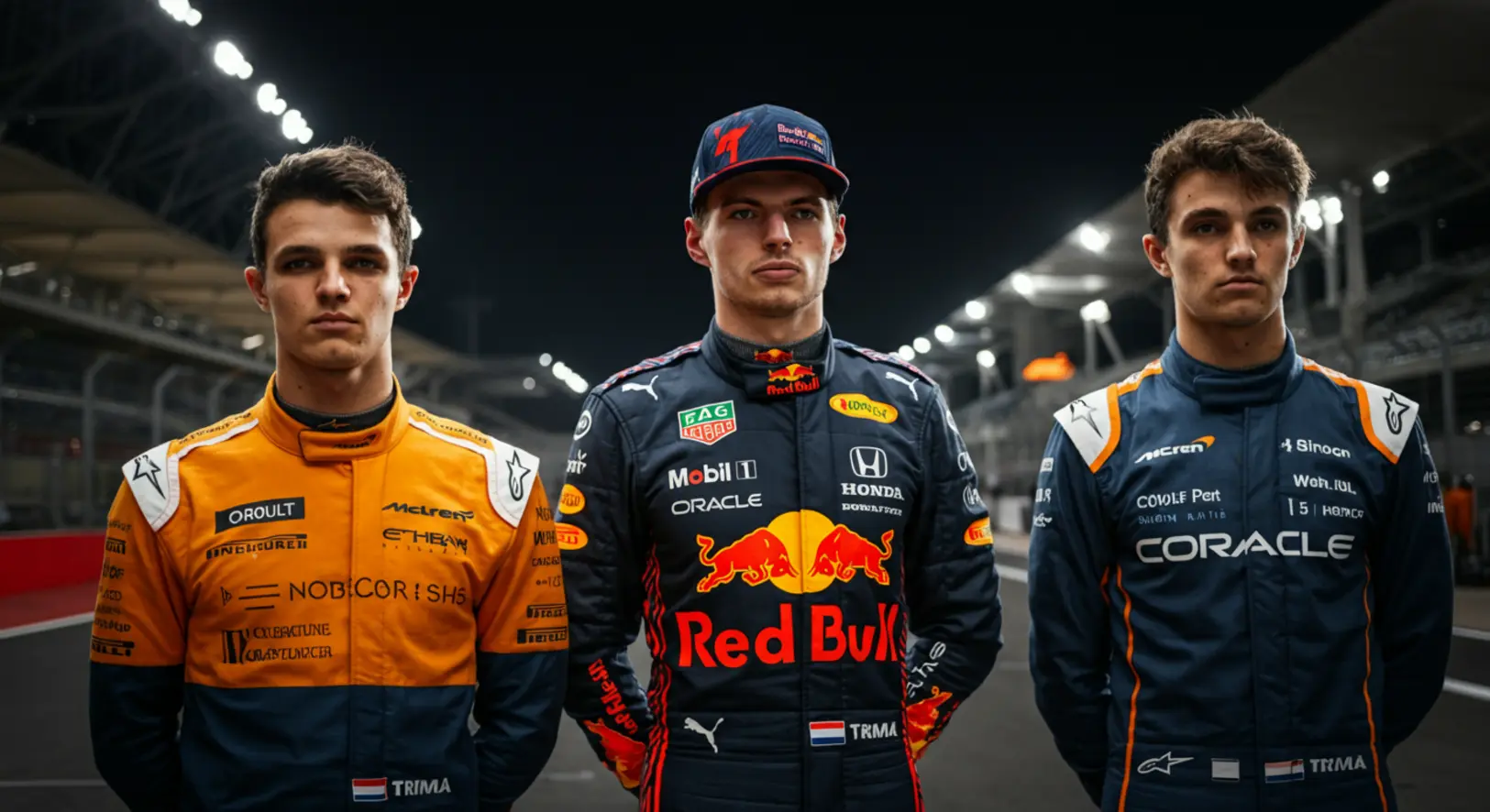 Max Verstappen a pole pozícióban, mellette Lando Norris és Oscar Piastri a 2025-ös F1-es Abu Dhabi Nagydíj időmérő edzése után.