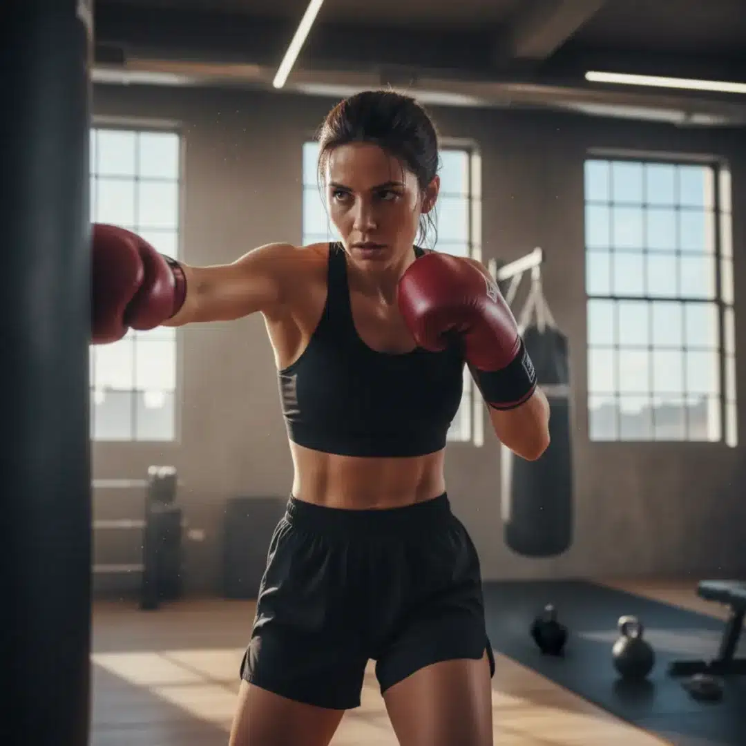 Szerkesztőségi fotó Sydney Sweeneyről bokszedzés közben a Christy film kapcsán