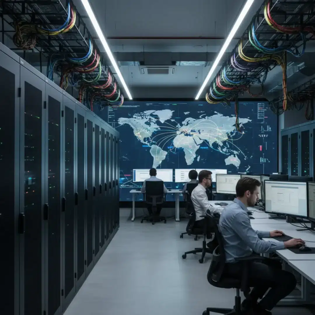 Szerkesztőségi fotó, amely semlegesen ábrázolja a Cloudflare leállás és az internetes infrastruktúra témáját