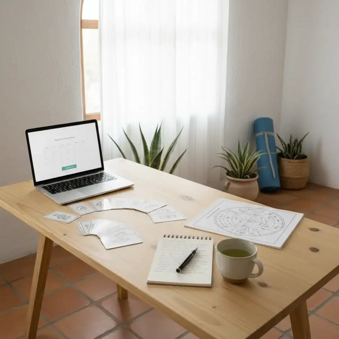 Szerkesztőségi fotó, amely semlegesen ábrázolja Szilágyi Liliána karrierváltását – tarot és asztrológia Mexikóban