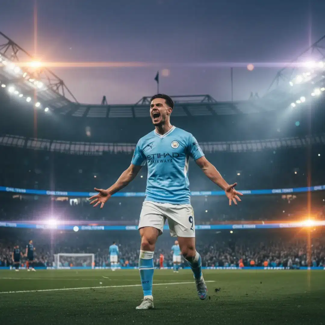 Erling Haaland Manchester City mezben ünnepel a Newcastle stadionjában