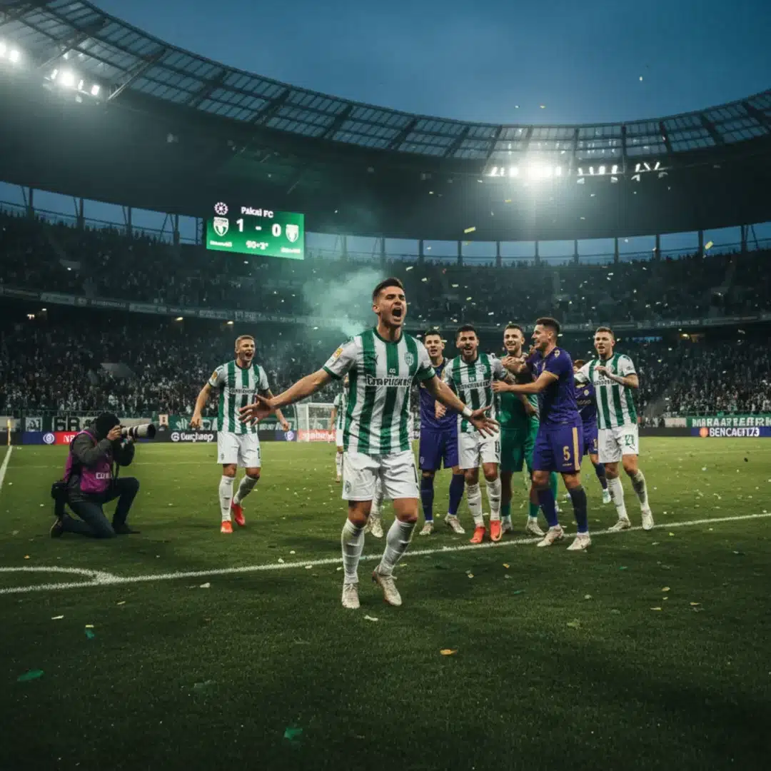 Az Újpest játékosai ünneplik a gólt a Paks elleni mérkőzésen