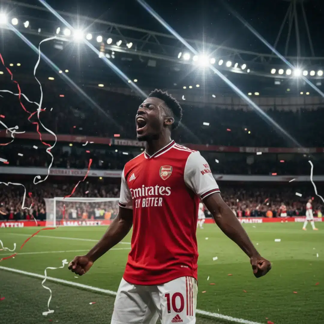Eberechi Eze Arsenal mezben ünnepli gólját a Tottenham elleni rangadón