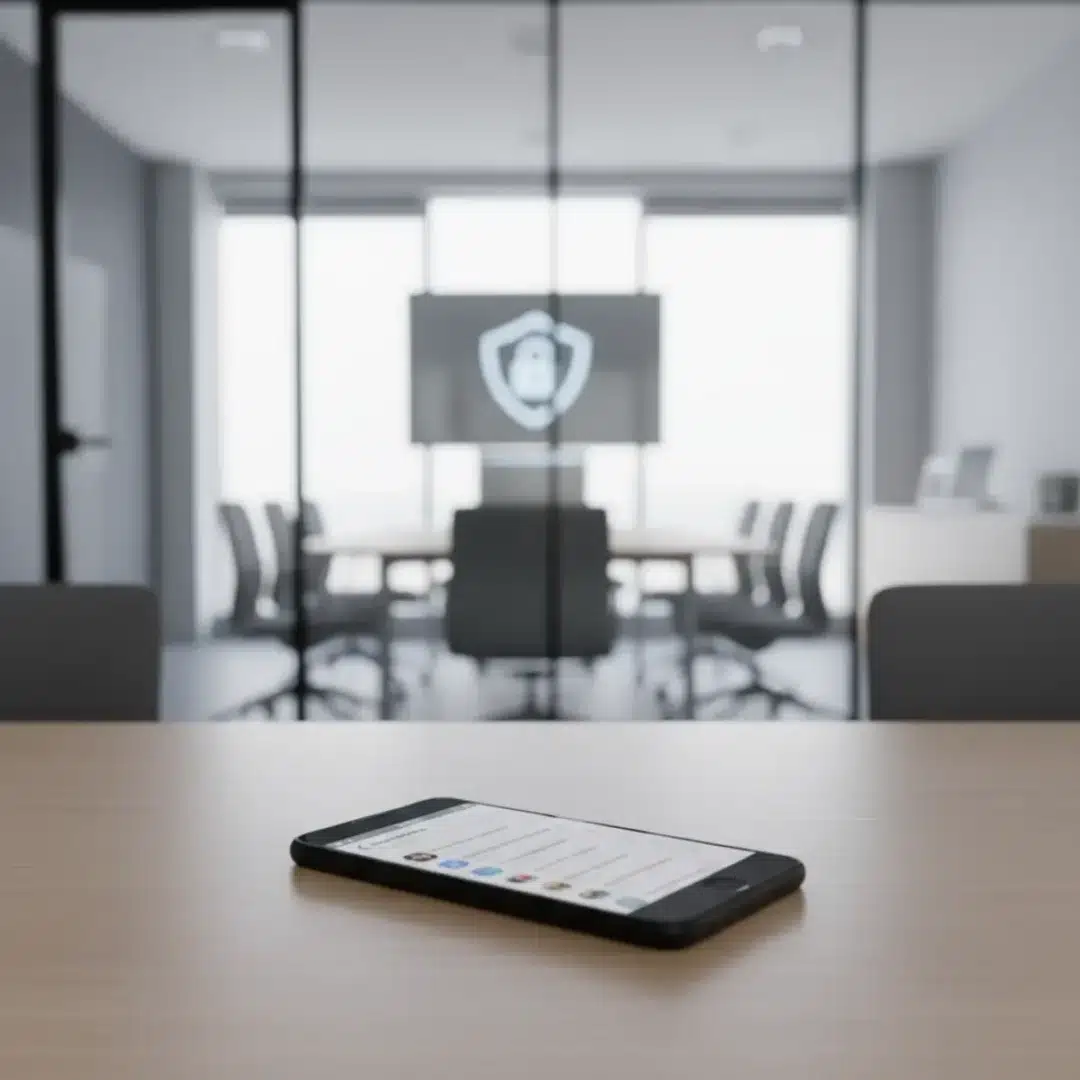 Szerkesztőségi fotó a Tisza app adatbotrányáról, okostelefonnal és adatvédelmi szimbólummal