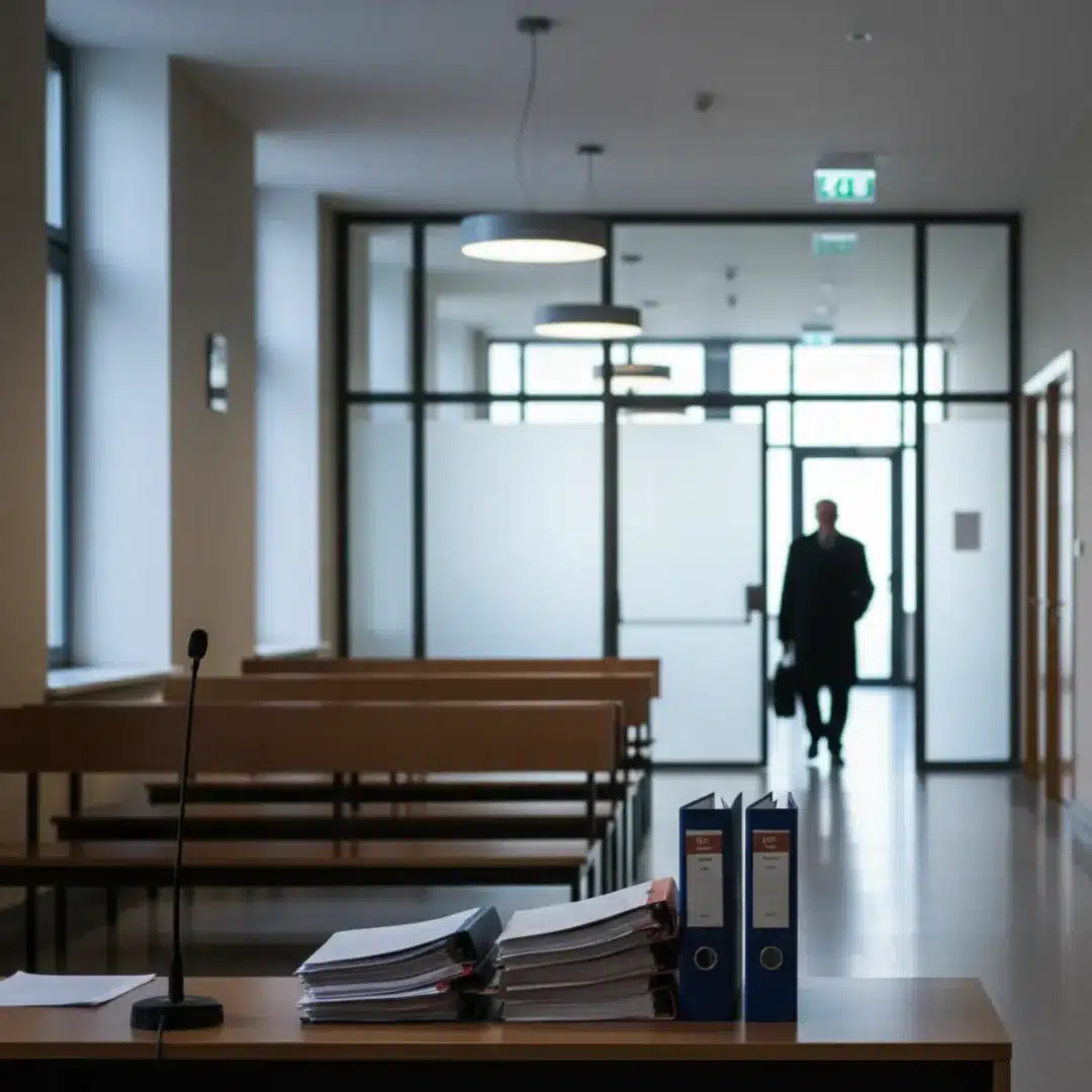 Szerkesztőségi fotó egy bírósági folyosóról, az Iványi Gábor-ügy semleges ábrázolásával