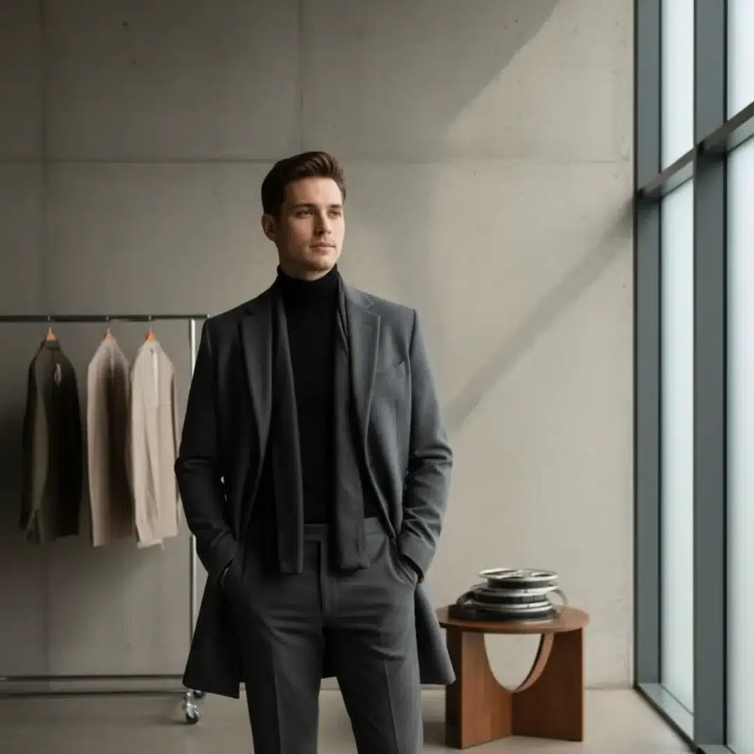 Szerkesztőségi fotó, amely semlegesen ábrázolja Jacob Elordi stílusos megjelenését és filmes karrierjét