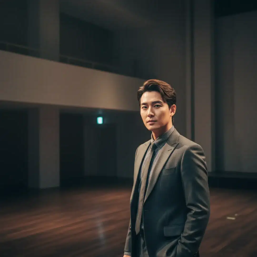 Veréb Tamás, a magyar színész és énekes színházi színpadon fellépés közben, természetes megvilágításban