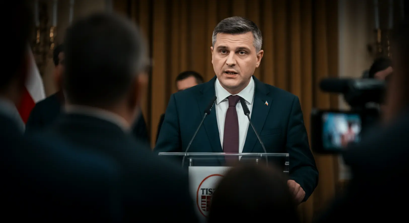 Magyar Péter, a Tisza Párt elnöke egy sajtótájékoztatón beszél, miután a Szőlő utcai botrány miatt lemondásra szólította fel a kormányt.