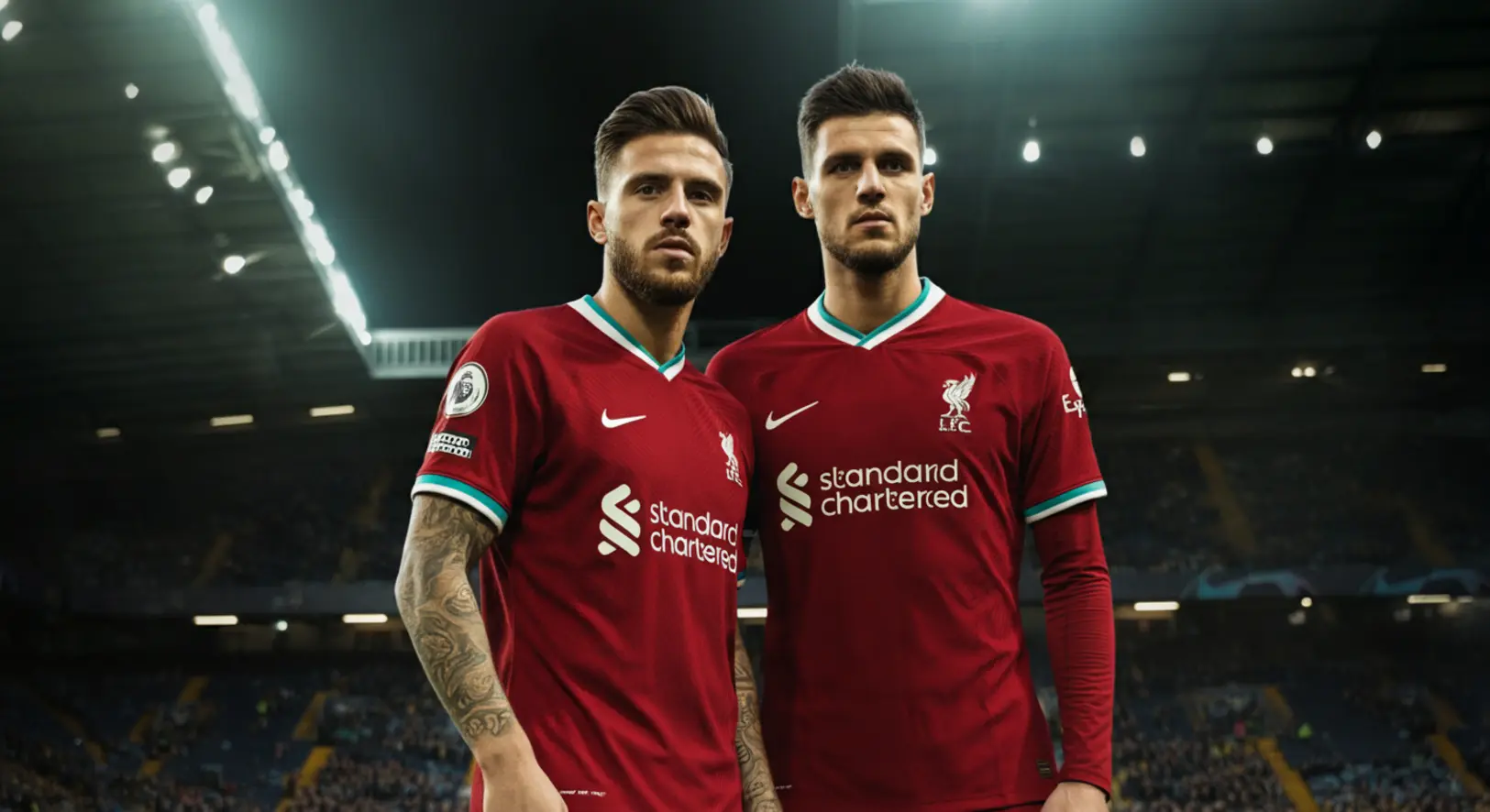 Szoboszlai Dominik és Kerkez Milos, a Liverpool két magyar játékosa a Leeds United elleni Premier League mérkőzés előtt