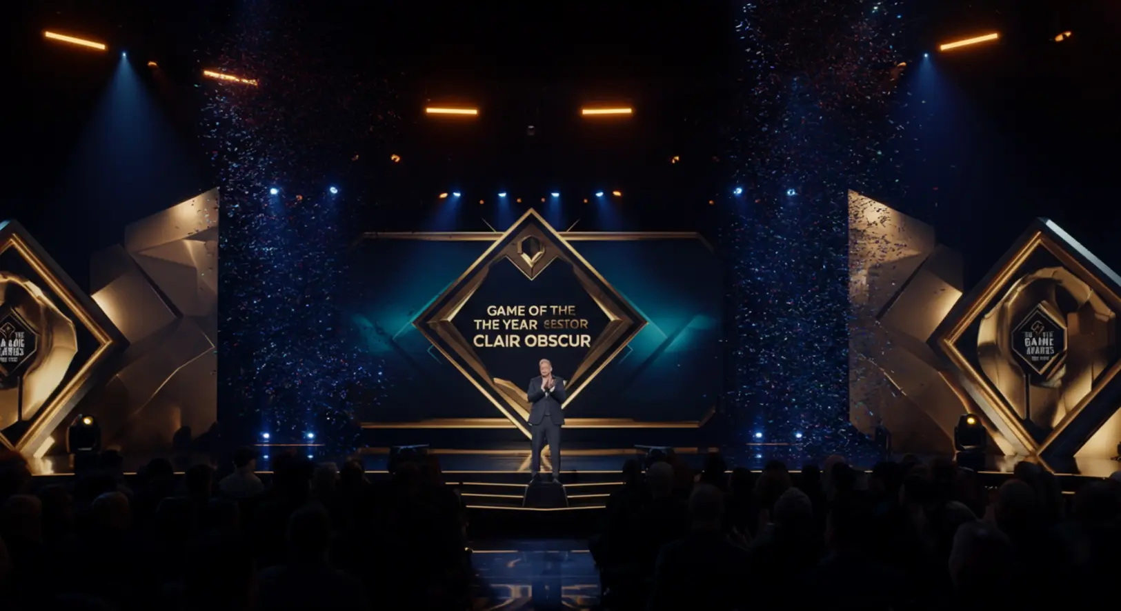 A The Game Awards 2025 színpada a Clair Obscur győzelmének pillanatában
